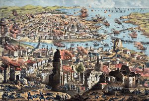 Interno di Sebastopoli, distruzione della città da parte dei russi, la loro ritirata