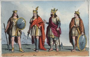 I Merovingi - dinastia merovingia - Faramondo - Clodione - Meroveo e Clodoveo - incisione da 
