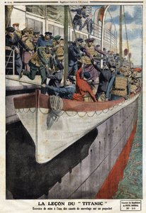 Esercizio di scialuppa di salvataggio a bordo di un transatlantico, a seguito dell