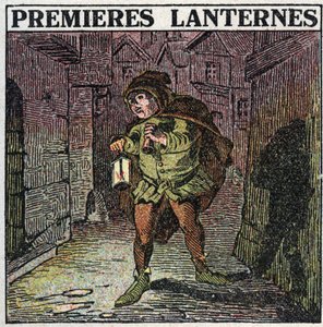 Fonti di luce: le prime lanterne nel primo Medioevo. Illustrazione anonima del 1925. Collezione privata. da Anonymous Anonymous