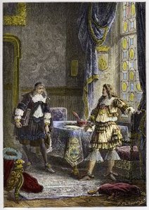 Luigi XIV congeda Nicolas Fouquet - Luigi XIV licenzia il Sovrintendente delle Finanze, Nicolas Fouquet - incisione da 