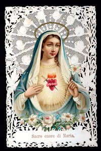Mater dolorosa Sacro cuore. Immagine pia. Cromolitografia con découpage e dentellatura. Inizio XX secolo Collezione privata da Anonymous Anonymous