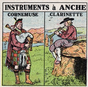 Strumenti musicali: strumenti a fiato. Suonatori di piffero e clarinetto. da Anonymous Anonymous