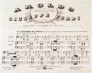 Pagina della partitura di Aroldo, opera di Giuseppe Verdi