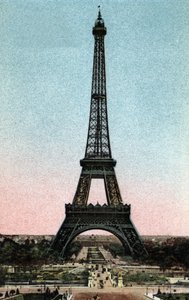 Parigi: vista della Torre Eiffel costruita tra il 1887 e il 1889 da Gustave Eiffel (1832-1923). Fotografia del 1920 in "Artistic Album" della città di Parigi. Collezione privata. da Anonymous Anonymous