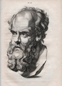 Fisiognomica - Fisiognomonia - il filosofo greco Socrate (ca. 469 a.C.-399 a.C.) (Busto di Socrate (ca 469 a.C.-399 a.C.), filosofo ateniese) incisione del 1808 in "L