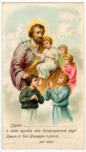 Immagine pia: Congregazione di San Giuseppe Lavoratore (cromolitografia) da Anonymous Anonymous