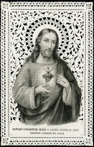 Immagine pia: Gesù con il sacro cuore (incisione)
