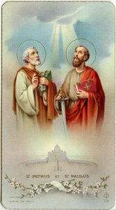 Immagine pia: Gli apostoli Pietro e Paolo (cromolitografia) da Anonymous Anonymous