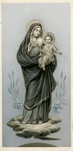 Immagine pia: Vergine e bambino con il Santissimo Sacramento (incisione) da Anonymous Anonymous
