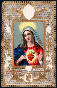 Immagine pia: Vergine del Dolore. Mater dolorosa. Carta dentellata. Cromolitografia inizio XX secolo Collezione privata