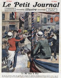 Ballo popolari nelle strade di Parigi in occasione della festa nazionale del 14 luglio. Illustrazione tratta da "Le petit journal illustré" del 17/07/1921. Collezione privata da Anonymous Anonymous