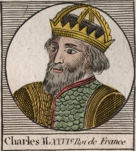 Ritratto di Carlo II il Calvo (823-877), Re di Francia - incisione da "Instruction sur l