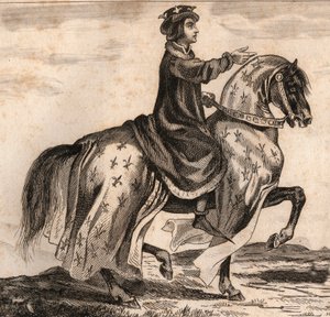 Ritratto di Carlo IV il Bello (1294-1328), Re di Francia. Incisione del 1859 in "Le Monde. Storia di tutti i popoli dai tempi più remoti ai giorni nostri" di M. E. de Lostalot-Bachoue. Collezione privata. da Anonymous Anonymous