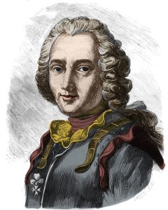 Ritratto di Claude, cavaliere poi conte di Forbin (1656 - 1733) marinaio francese. Incisione del XIX secolo. Collezione privata.