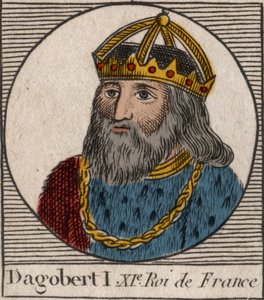 Ritratto di Dagoberto, Re dei Franchi dal 628 al 638 - incisione da 