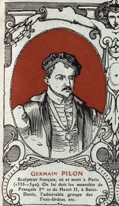 Ritratto di Germain Pilon (1535-1590), scultore francese. Incisione del 1914. Collezione privata. da Anonymous Anonymous
