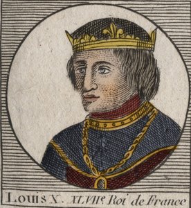 Ritratto di Luigi X il Testardo (1289 - 1316), re di Francia e Navarra - incisione da 
