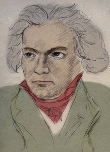 Ritratto di Ludwig van Beethoven (1770-1827) compositore tedesco - disegno anonimo dell