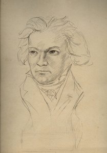 Ritratto di Ludwig van Beethoven (1770-1827) compositore tedesco - disegno anonimo dell