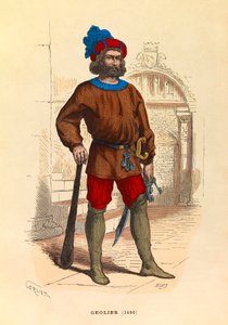Ritratto di un carceriere a Parigi nel 1490, incisione - collezione privata