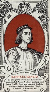 Ritratto del pittore rinascimentale italiano Raffaello (Raffaello Sanzio 1483-1520). Incisione del 1914. Collezione privata da Anonymous Anonymous