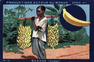 Produzioni nel mondo: Banana in Gabon. Cromolitografia del 1933 in "Album Joseph-Milliat"
