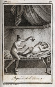 Psiche e Amore. Incisione del 1819 in "Lettres a Emilie sur la mythologie" di Charles Albert Demoustier (1760-1801). Collezione privata da Anonymous Anonymous