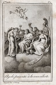 Psiche presentata alla Corte Celeste. Incisione del 1819 in "Lettres à Emilie sur la mythologie" di Charles Albert Demoustier (1760-1801). Collezione privata da Anonymous Anonymous