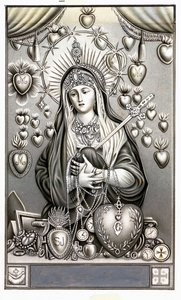 Rappresentazione della Vergine del Dolore, Mater Dolorosa. Immagine pia. Inizio del XX secolo. Collezione privata da Anonymous Anonymous