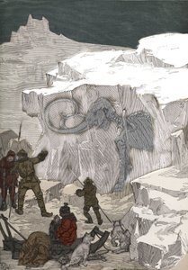 Ricerca di avorio fossile di mammut in Siberia nel XIX secolo. Incisione del 1885 in “Les arts et metiers illustres” di Adolphe Bitard. da Anonymous Anonymous