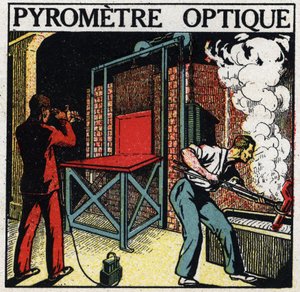 Analisi spettrale: pirometro ottico. Illustrazione anonima del 1925. Collezione privata.