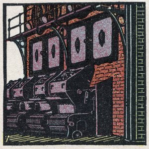 Generatori di vapore: batteria di caldaie. Illustrazione anonima del 1925. Collezione privata.