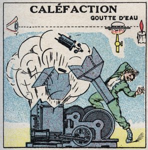 Generatori di vapore: esplosione di una caldaia causata dalla calefazione. Illustrazione anonima del 1925. Collezione privata.