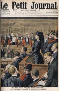 Caso Steinheil: Marguerite Steinheil (1869-1954) ascolta la lettura del verdetto - Le Peiny Journal, novembre 1909 da Anonymous Anonymous