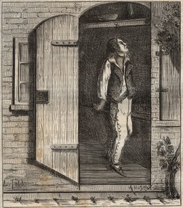Suicidio al Bagne di Rochefort nel 1840. Incisione in "Histoire des bagnes depuis leur création à nos jours" (1877) di Pierre Zaccone (1817-1895). Collezione privata da Anonymous Anonymous
