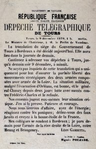 Notizie telegrafiche di Tours del 9/12/1870 di Léon Gambetta da Anonymous Anonymous