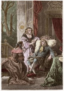 Il Duca Francois de La Rochefoucauld (1613-1680), la Marchesa Madame de Sevigne (1626-1696) e la Contessa de La Fayette (1634-1693), scrittori francesi - Incisione di Hildebrand dopo P. Philippoteaux da Anonymous Anonymous