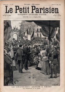 Il Granduca Alexis Alexandrovich (Aleksei Aleksandrovich Romanov) (1850-1908) a Vichy - La reception alla stazione ferroviaria - Incisione in 