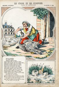 Il cigno e il cuoco. Illustrazione anonima per Les Fables di Jean de La Fontaine.
