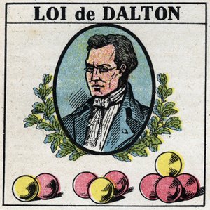 Gli atomi: La legge di John Dalton (1766-1844). Illustrazione anonima del 1925. Collezione privata.