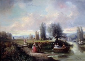 La gita in barca. Dipinto anonimo del XIX secolo da Anonymous Anonymous