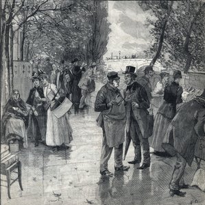 La passeggiata dei librai lungo le rive dei quai a Parigi. Incisione in 