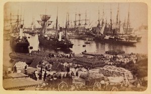 La città di Marsiglia e i suoi dintorni circa 1885-1890: Bassin de la Joliette, carico di merci