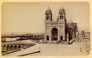 La città di Marsiglia e i suoi dintorni intorno al 1885-1890: la cattedrale in costruzione, Collezione Privata da Anonymous Anonymous