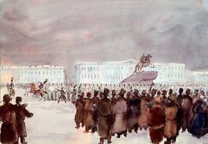 La folla in Piazza del Senato durante la rivolta decabrista del 1825 da Anonymous Anonymous