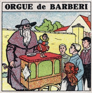 Gli effetti della musica: un suonatore di organetto e una scimmia intrattengono i bambini in una strada. Illustrazione anonima del 1925. Collezione privata. da Anonymous Anonymous