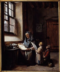 La nonna (una nonna legge ai suoi due nipoti) da Anonymous Anonymous