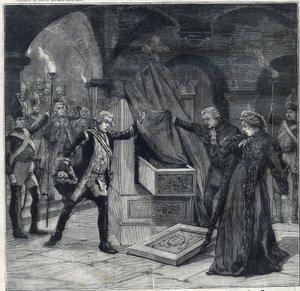 La scena delle cantine nella commedia "Caterina di Russia" al teatro di Cathelet Paul Ginisty (1855-1932) e Charles Samson (1894-1895). Incisione in "Le Petit Parisien"