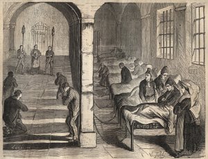 Il viatico al bagne di Tolone nel XIX secolo. Incisione in "Histoire des bagnes depuis leur création à nos jours" (1877) di Pierre Zaccone (1817-1895) (Colonia Penale). Collezione privata